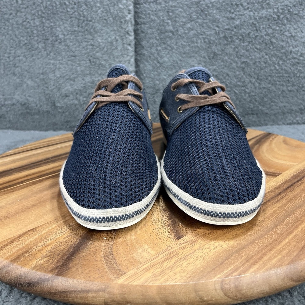 Aldo Shoes Navy Blue Mesh Canvas Shoes Mens Size 10 Brown Laces Breathable - Picture 5 of 14